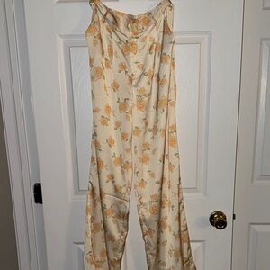Floral Cream Silk Pants